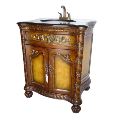 Supernalway Furniture Wholesale Antique Brown High End Solid Wood Furniture French Style Bathroom Vanity